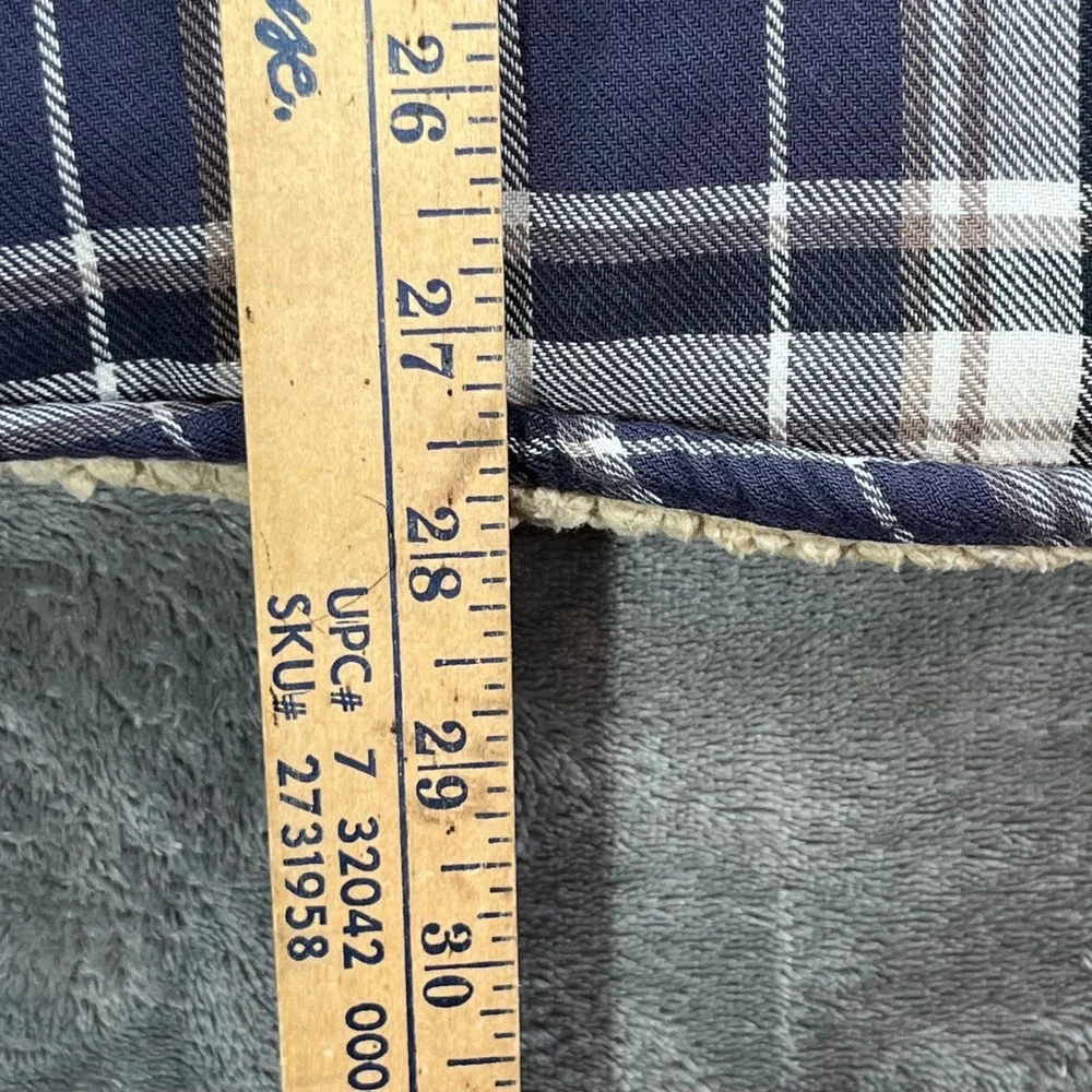 Wrangler Mens Blue Plaid Sherpa Lined Flannel Shirt Jacket RN130273 L